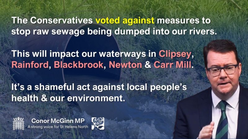 The Tories voted against plans to stop raw sewage being dumped in our rivers