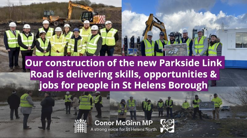 Conor welcomes progress on the new Link Road at Parkside
