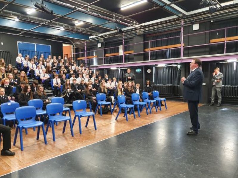 Conor McGinn MP speaks to Year 8 pupils at Outwood Academy Haydock