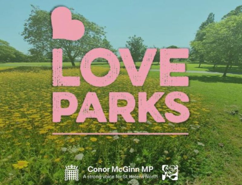 Conor McGinn graphic depicting a park with the tagline 
