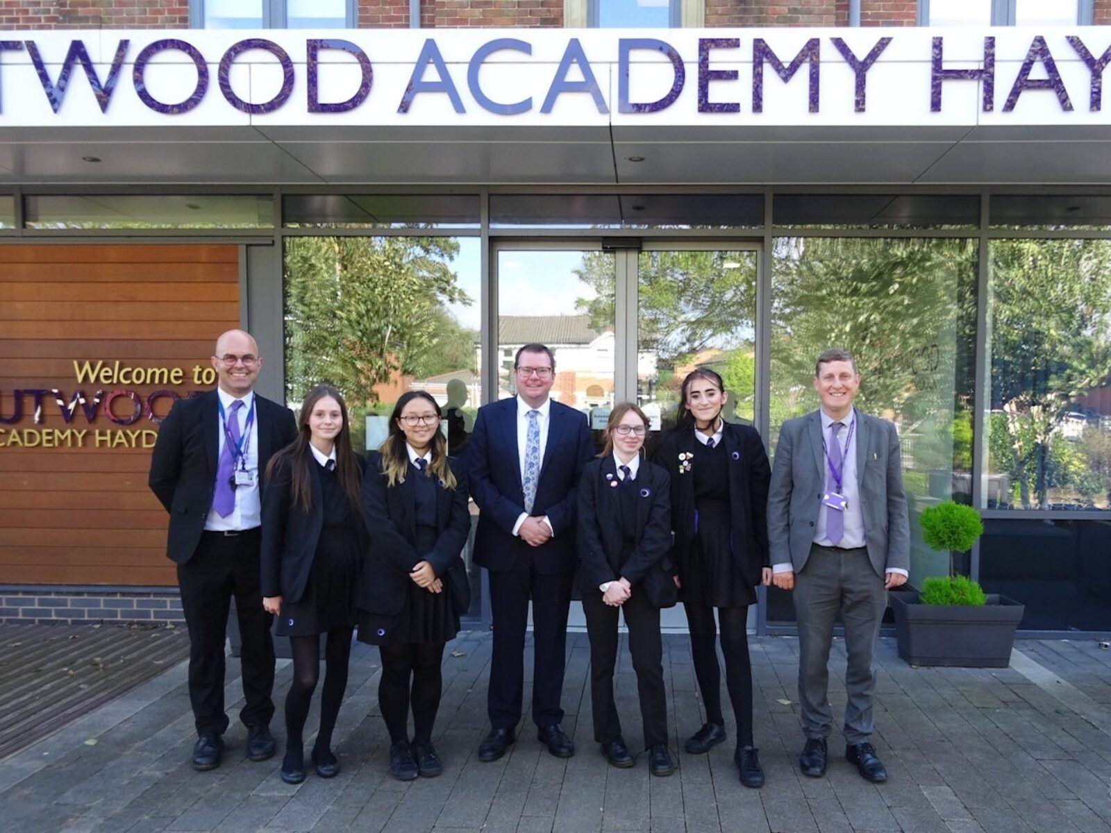 Conor Shown at Outwood Academy with Teachers and Students 