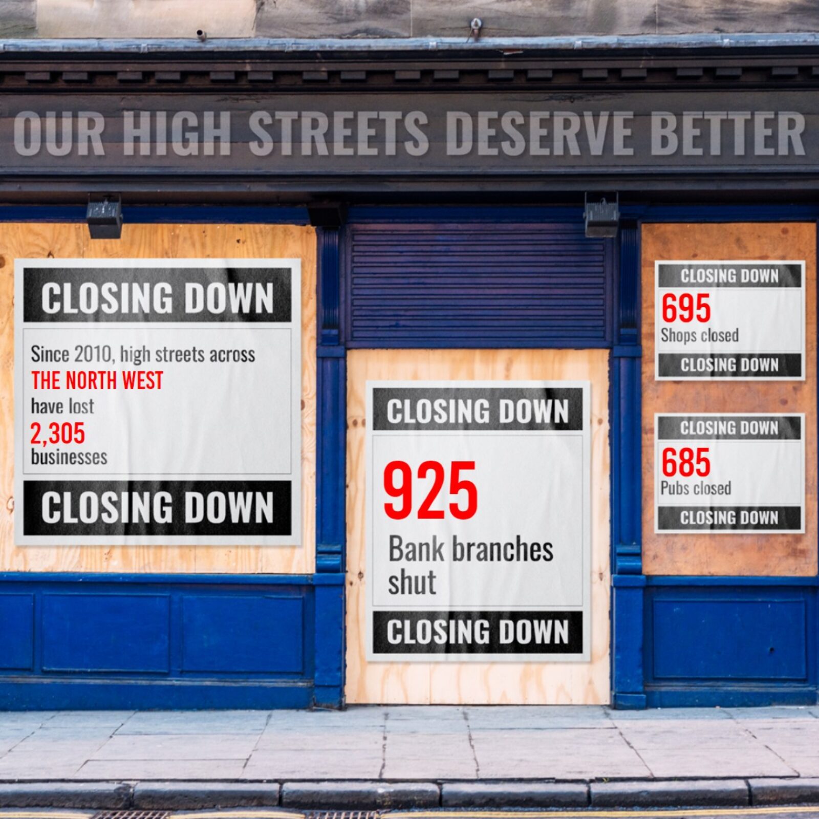Graphic showing closing down of local businesses 